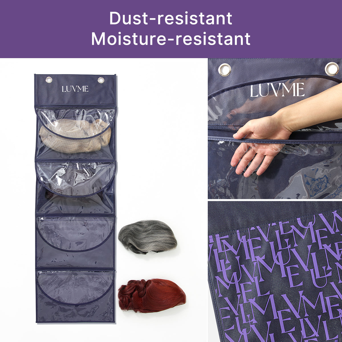 Luvme Hair purple wig storage bag, dust-proof hair extension carrier, 1 or 2 pack, durable and lightweight for easy organization