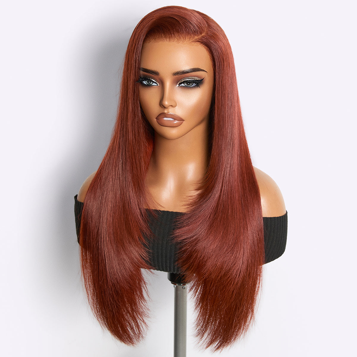 Luvme Hair It Girl RawMagic x Kim Kimble Silky Straight 13x6 HD lace frontal wig with drawstring cap on a mannequin head.