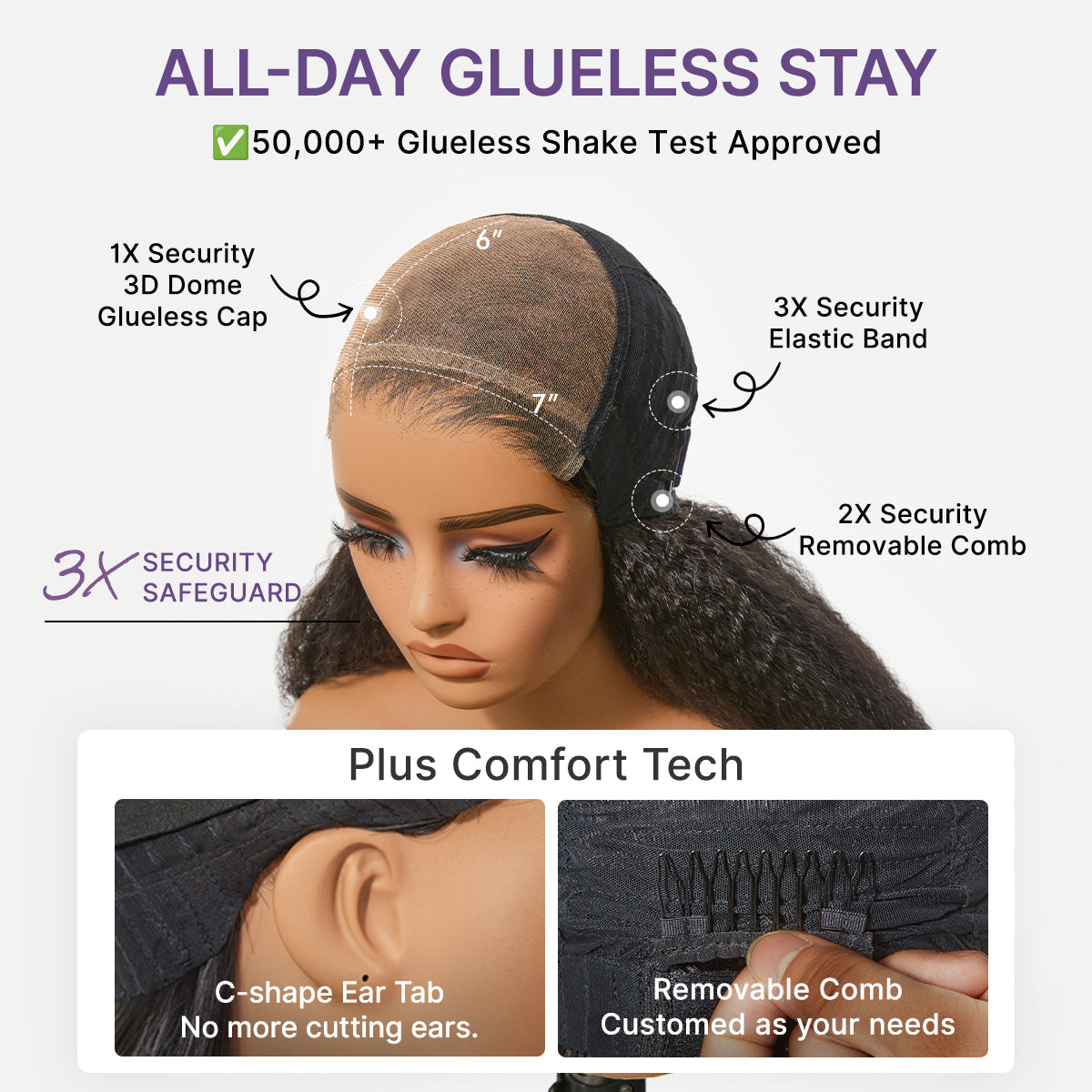 Luvme All-Day Comfort Wig PartingMax Natural Black Kinky Straight to Curly 7x6 Closure HD Lace Glueless Wig Pre Cut Lace-09