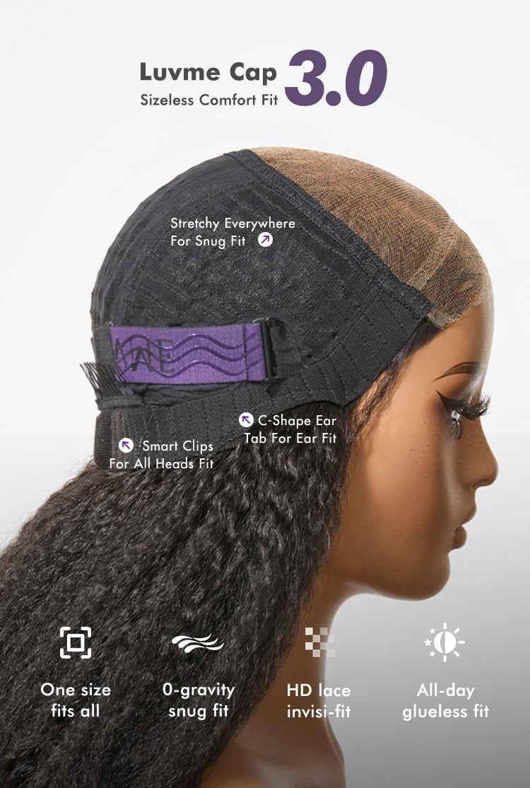 Luvme All-Day Comfort Wig PartingMax Natural Black Kinky Straight to Curly 7x6 Closure HD Lace Glueless Wig Pre Cut Lace-13