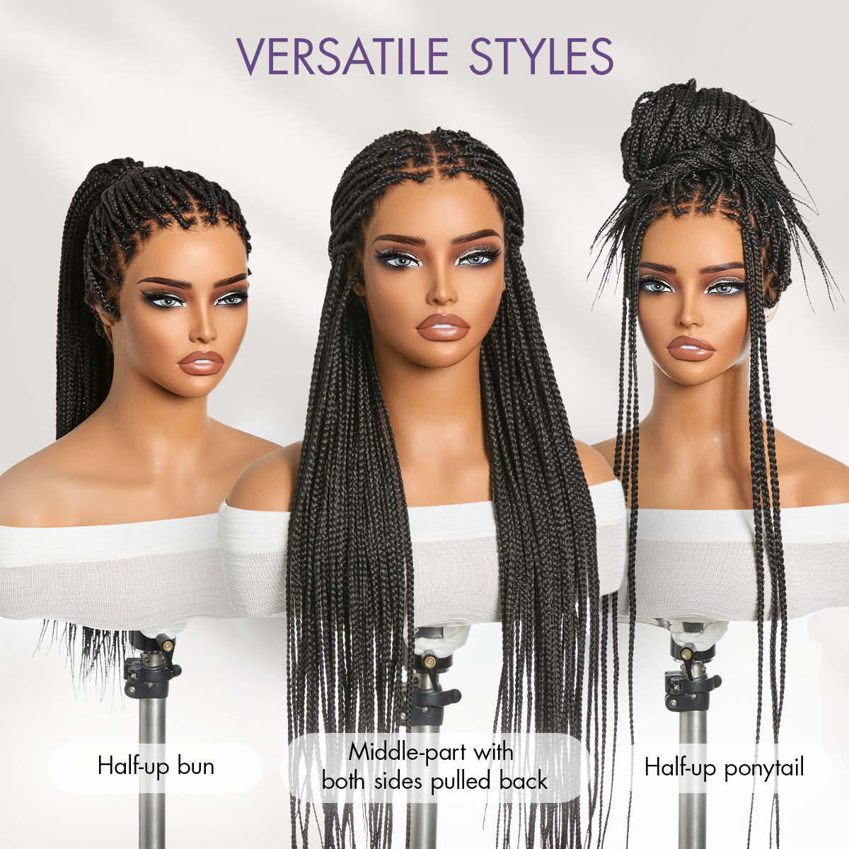 Luvme Hair OwnScalp™ lightweight box braid wig with lace knotless style, real scalp look, full HD finish, and adjustable drawstring cap.