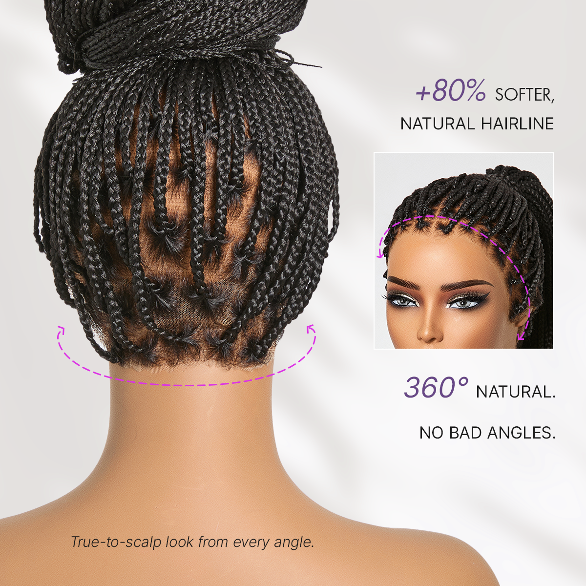 OwnScalp™ lightweight lace knotless box braided wig with real scalp look, full HD finish, flexi-fit cap, by Luvme Hair