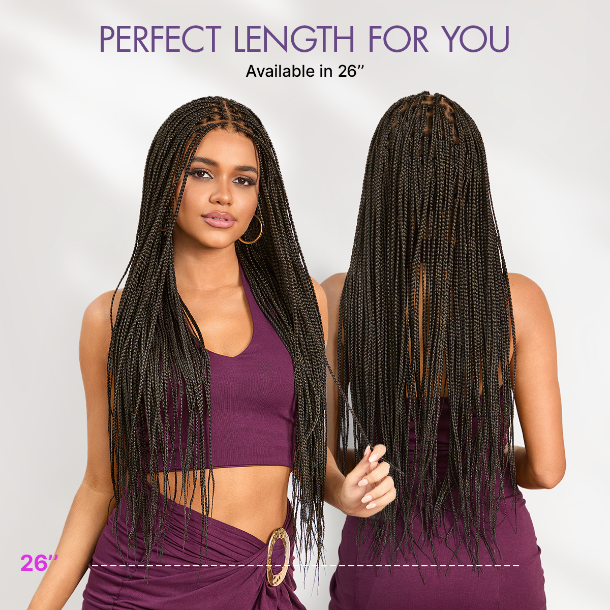 Luvme Hair OwnScalp™ lightweight lace knotless box braid wig with real scalp look and drawstring cap, styled in full HD detail.