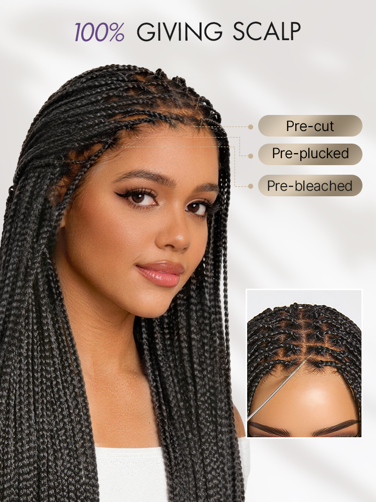Special Deal | OwnScalp™ Lightweight Salon-Like Braids with a Real Scalp Look Full HD Lace Knotless Box Braided Wig - US Only-20