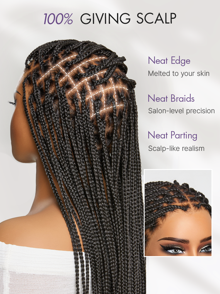 Special Deal | OwnScalp™ Lightweight Salon-Like Braids with a Real Scalp Look Full HD Lace Knotless Box Braided Wig - US Only-24