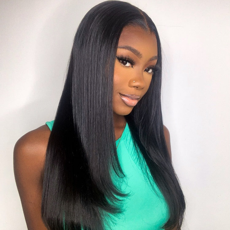 PRE MAX™ - Layer Cut Super Natural Hairline Silky Straight Glueless 13x4 Frontal Lace Wig Human Hair Pre-Cut Lace-09