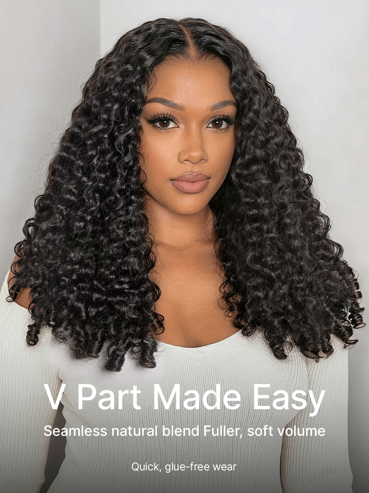 20 Inches=$189.9 |True Scalp V Part 180% Density Burmese Curly Finger Coil Ends Glueless Human Hair Wig with Flexi-Fit Drawstring-03