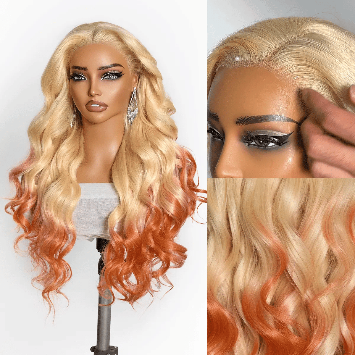 613 Blonde to Ginger Ombre Body Wave Glueless Ear-to-ear 
