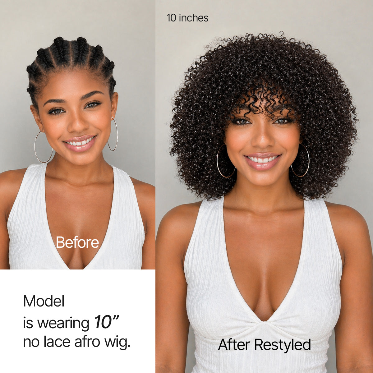 Throw On & Go 200% Density Natural Black Afro Curly No Lace Glueless Short Wig-04