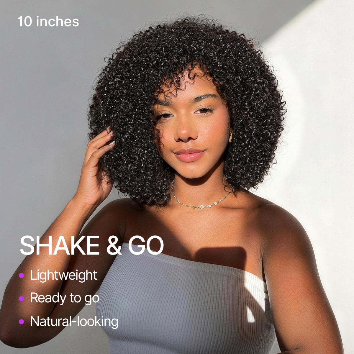 Throw On & Go 200% Density Natural Black Afro Curly No Lace Glueless Short Wig-02