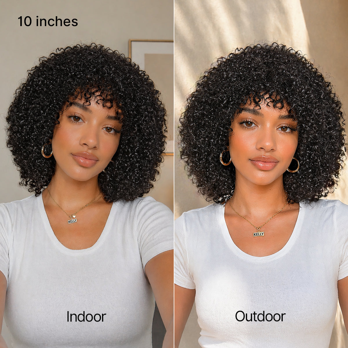 Throw On & Go 200% Density Natural Black Afro Curly No Lace Glueless Short Wig-09