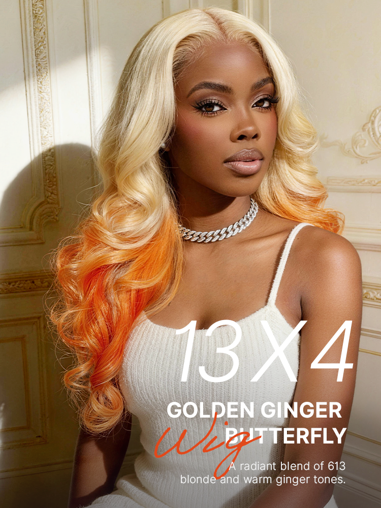 613 Blonde to Ginger Ombre Body Wave Glueless Ear-to-ear 13x4 HD Lace Front Wig Pre-Cut Lace Flexi-Fit Drawstring Cap-21