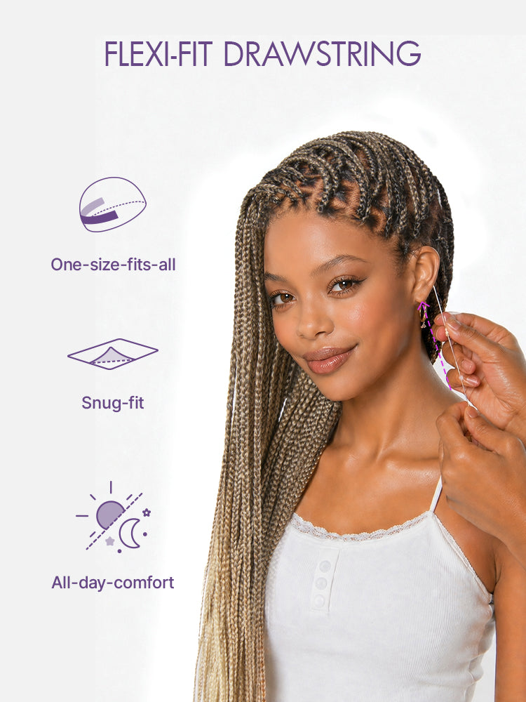 Luvme Hair OwnScalp™ 613 Blonde box braids wig with a realistic scalp look, lace knotless design, and drawstring cap for full head coverage