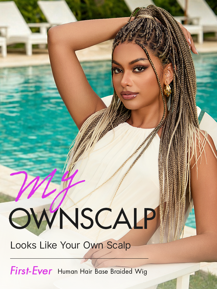 Luvme Hair OwnScalp™ lightweight lace knotless box braid wig with real scalp look, full HD finish, and flexible drawstring cap.