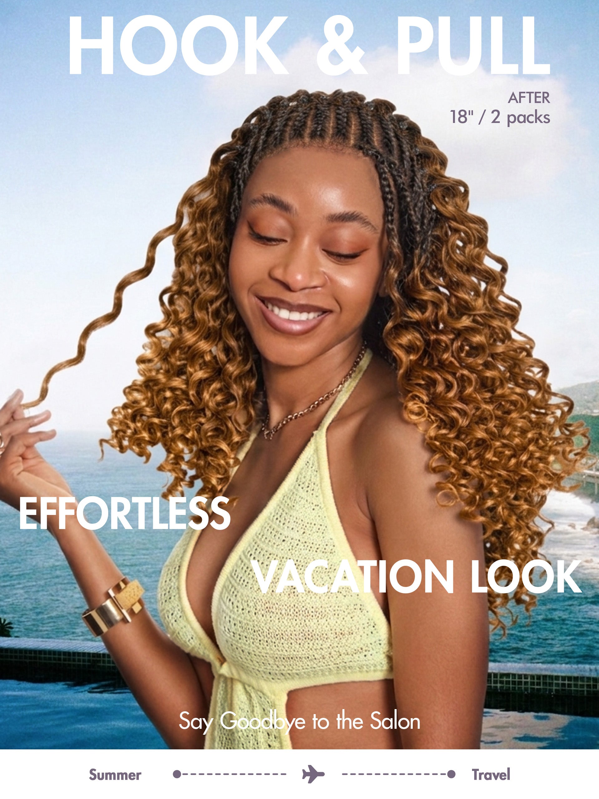 Luvme Hair Readitress™ Pre-Separated Feather Crochet Human Hair with deep wave texture in ombre brown, ideal for boho braids.