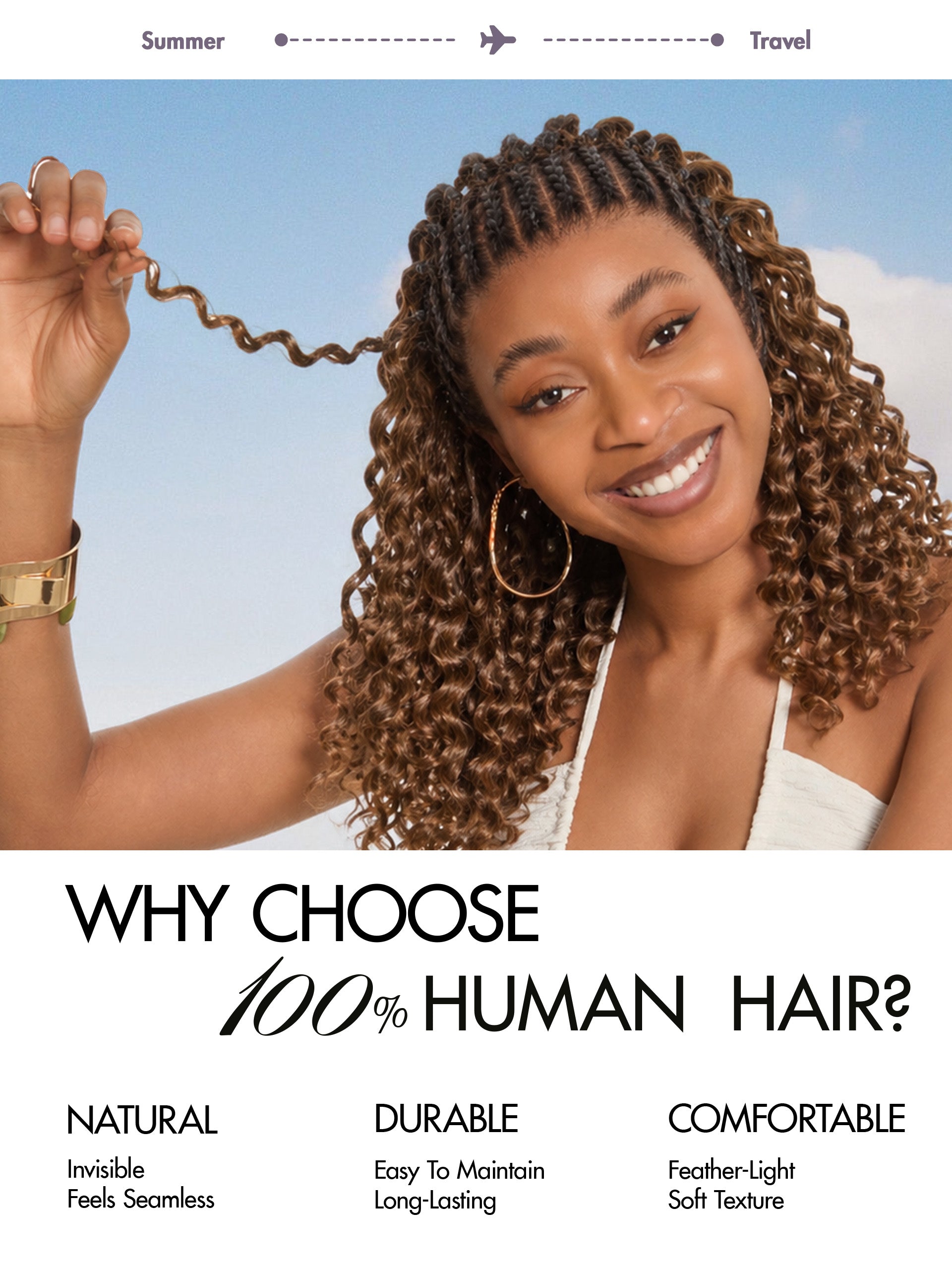 Luvme Hair Readitress™ pre-separated feather crochet human hair with deep wave ombre brown for boho braids and protective styles.