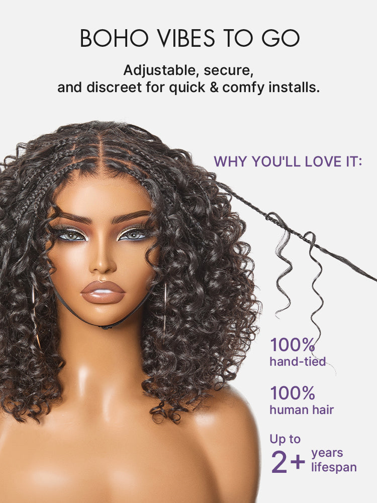 Luvme Hair-Readitress™ Boho Braids Deep Curly Glueless 5x5 Closure Lace with Braided Top Human Hair Wig Pre-Cut Lace-19