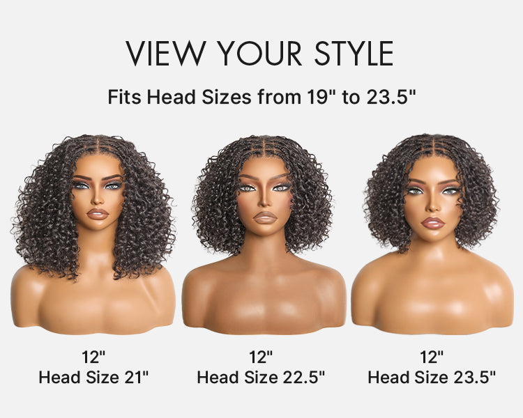 Readitress™ Boho Braids Deep Curly Glueless 5x5 Closure Lace with Braided Top Human Hair Wig Pre-Cut Lace-108