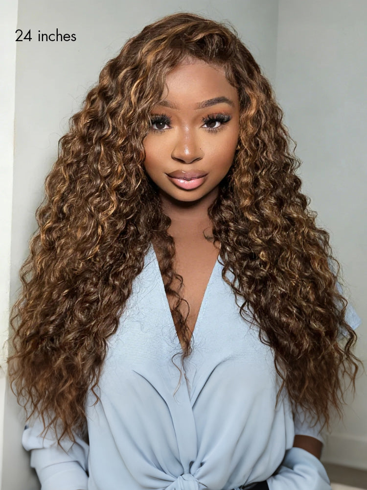 Luvme All-Day Comfort™ Wig PartingMax Brown Highlights Funmi Curly 7x6 Closure HD Lace Glueless Wig Pre Cut Lace-67
