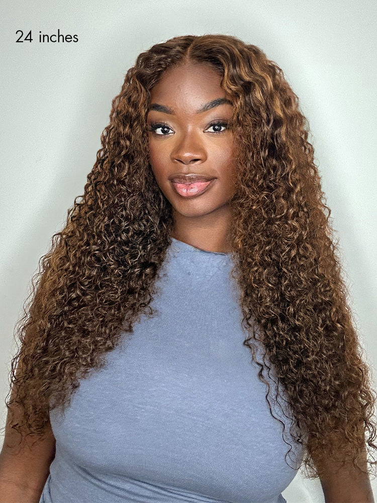 Luvme All-Day Comfort™ Wig PartingMax Brown Highlights Funmi Curly 7x6 Closure HD Lace Glueless Wig Pre Cut Lace-68