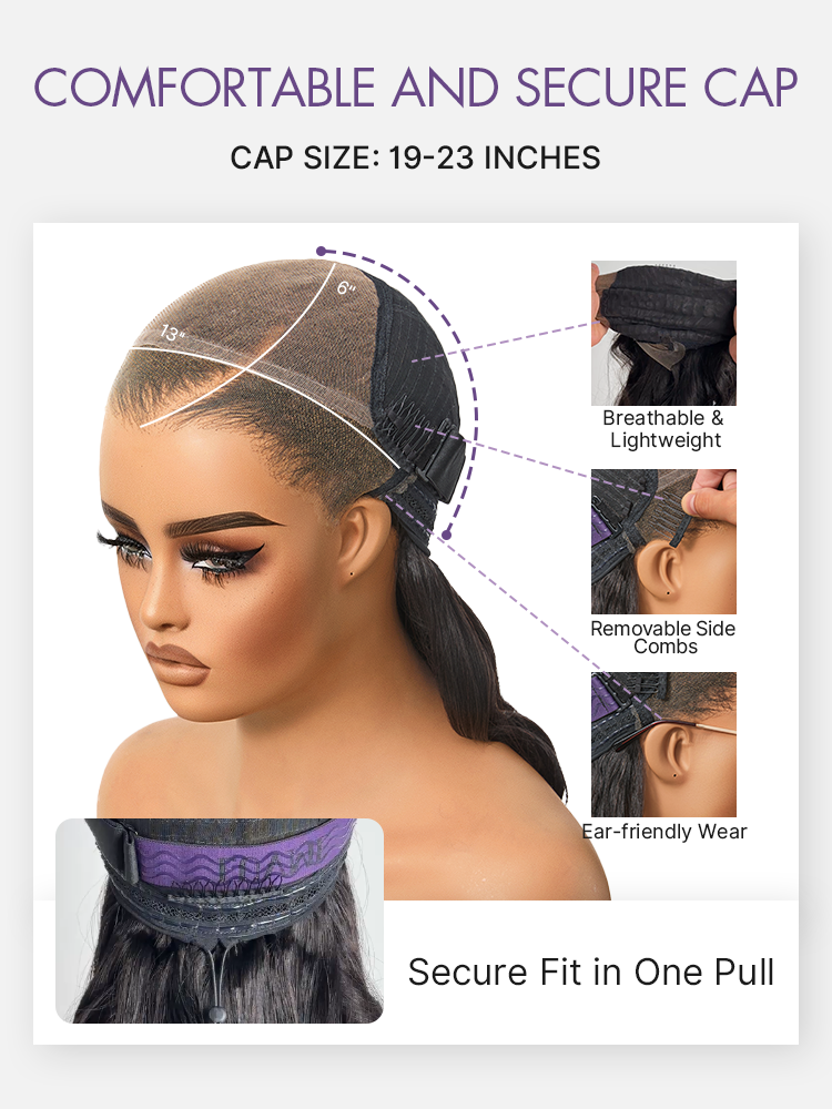 NatureMAX™ 200% / 250% Density Loose Wave Glueless 13x6 HD Lace Front Wig Human Hair Pre-Cut Lace Flexi-Fit Drawstring Cap-52