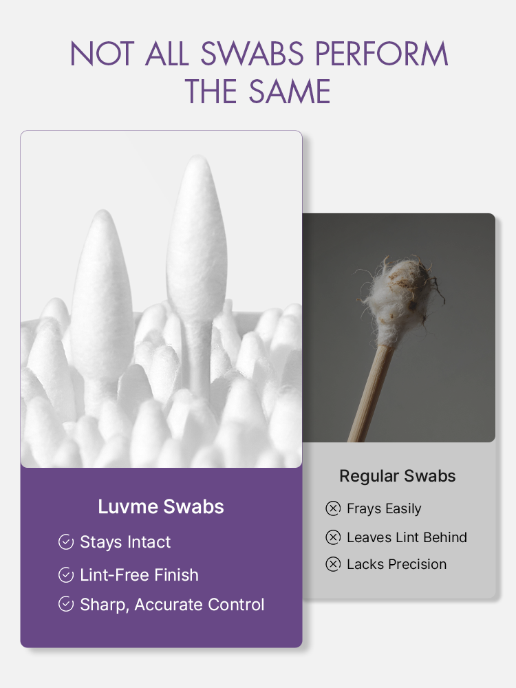 LUVME 200pcs dual-tip cotton swabs for ear cleaning and skincare, with soft cotton tips on both ends for gentle use