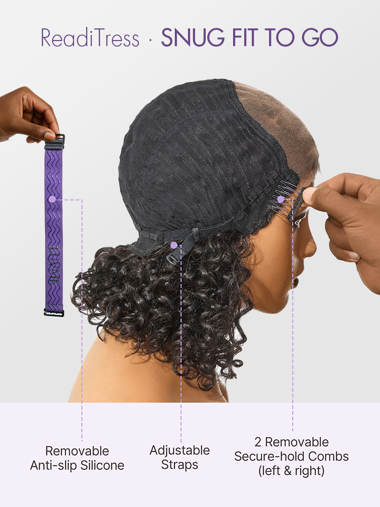 Luvme Hair Readitress™ Boho Curly Glueless 5x5 lace closure wig with braided top, deep curls, and pre-cut lace for natural look