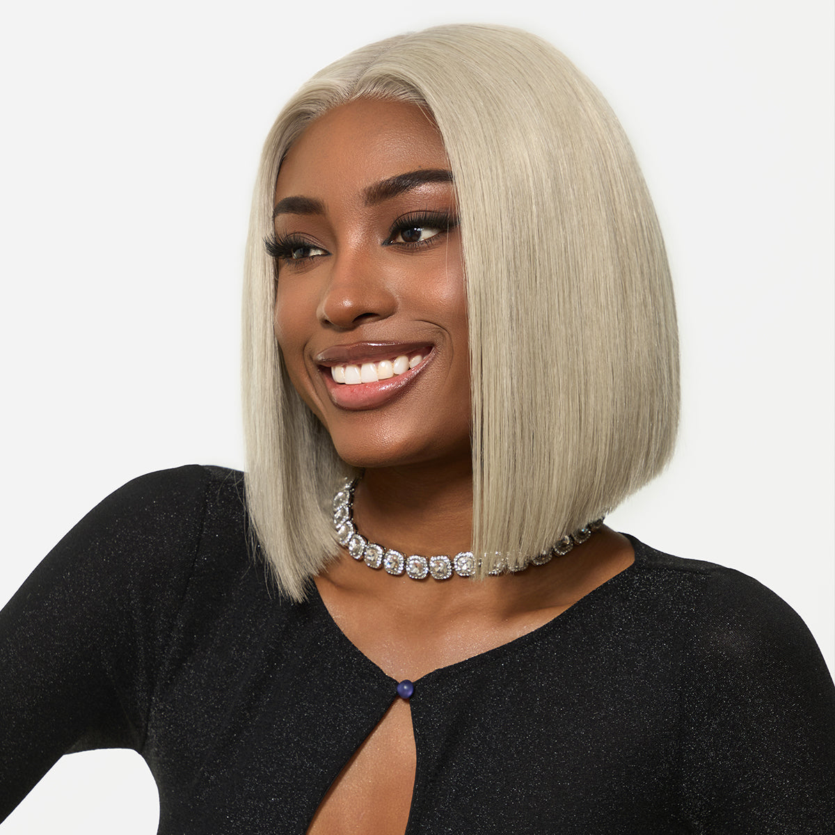 Luvme Hair BOSS BOB lace frontal wig in 613 blonde, 13x6 HD lace, with drawstring cap and pre-cut lace, styled into a sleek bob