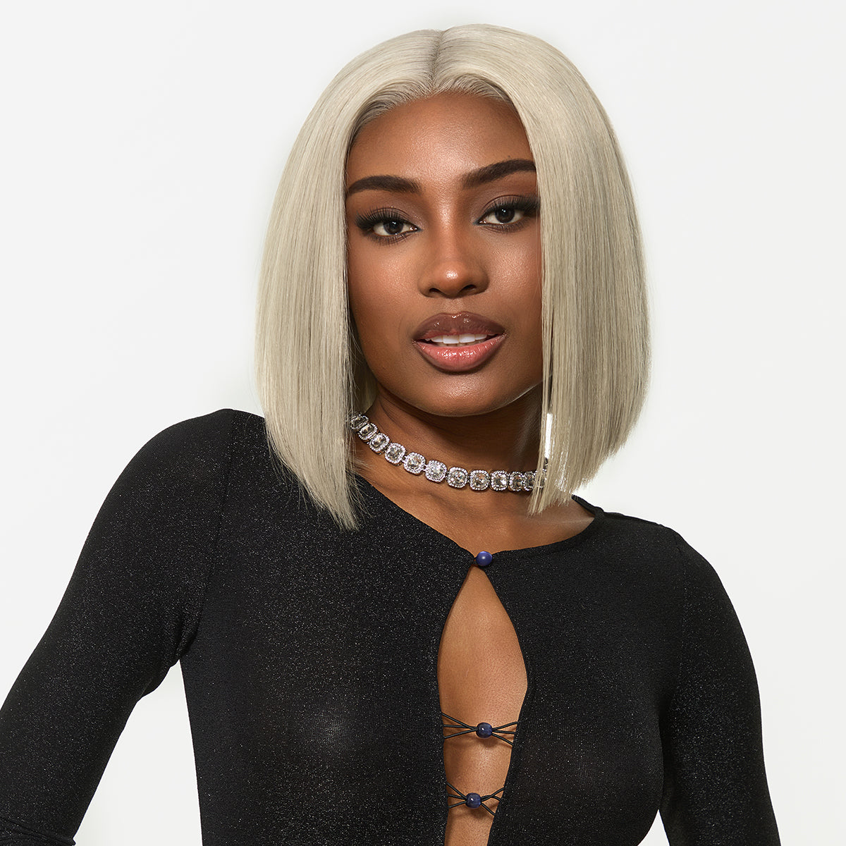 Luvme Hair BOSS BOB HD lace frontal wig in 613 blonde with drawstring cap, pre-cut lace, and 13x6 frontal for a sleek bob style.
