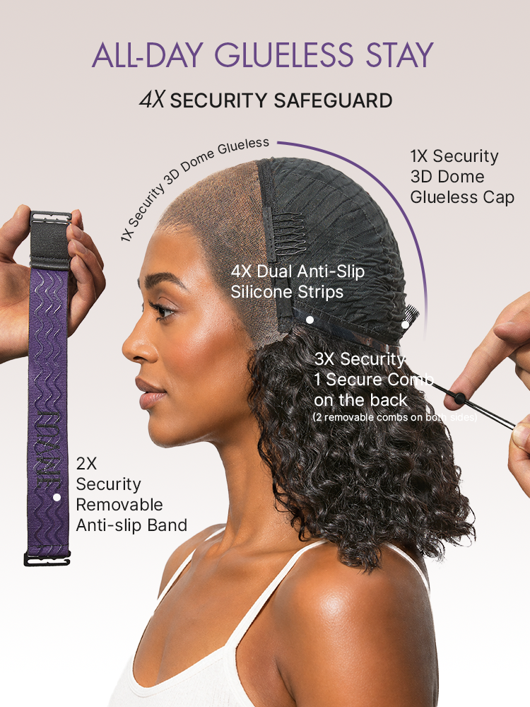 PreMax 180% Density Water Wave Glueless Flexi-Fit Drawstring 13x4 Frontal Lace Fluffy Curly Pre-Cut Lace Wig, 360-Like Design Allows Ponytail & Updo-13