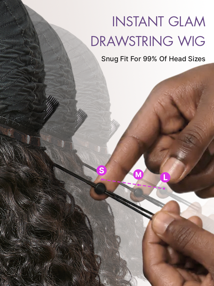 PreMax 180% Density Water Wave Glueless Flexi-Fit Drawstring 13x4 Frontal Lace Fluffy Curly Pre-Cut Lace Wig, 360-Like Design Allows Ponytail & Updo-14