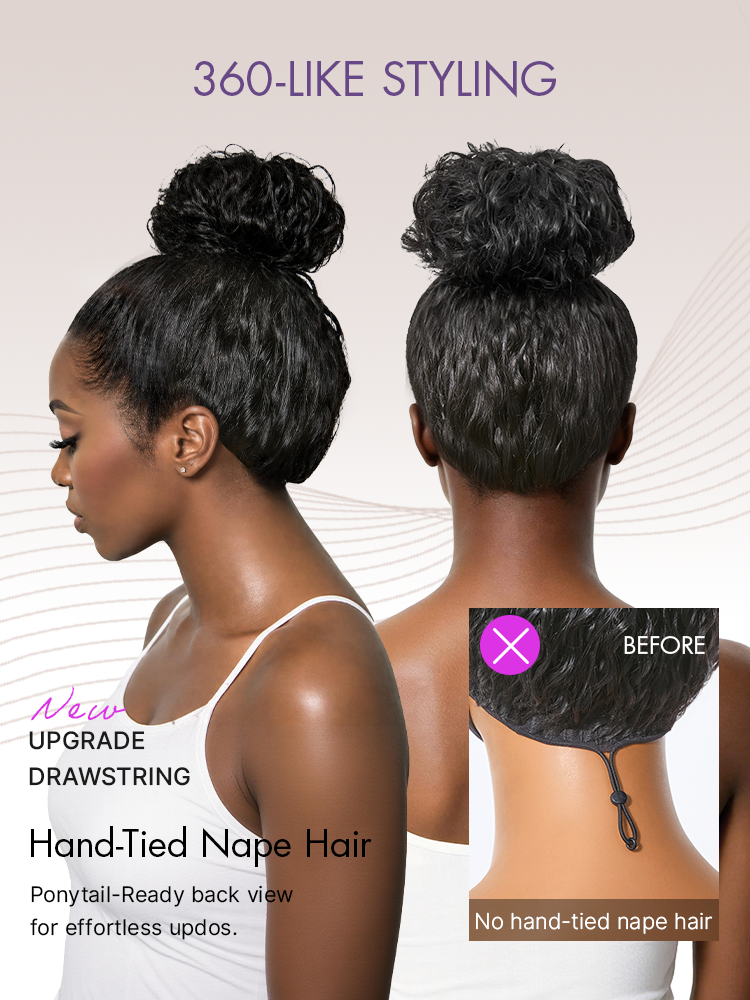 PreMax 180% Density Water Wave Glueless Flexi-Fit Drawstring 13x4 Frontal Lace Fluffy Curly Pre-Cut Lace Wig, 360-Like Design Allows Ponytail & Updo-17