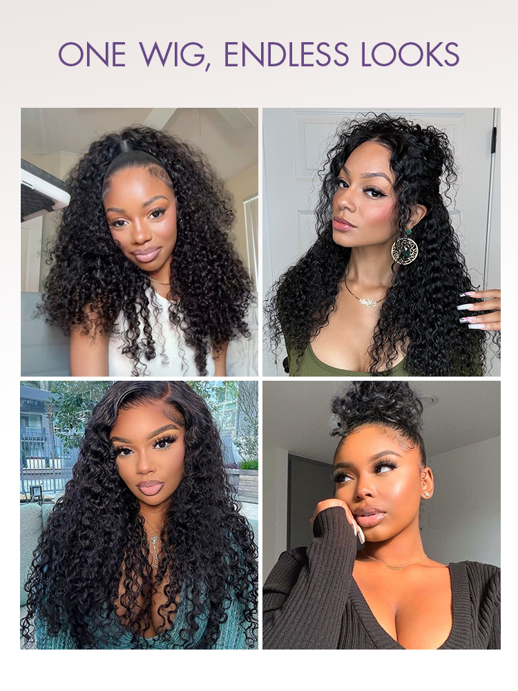 PreMax 180% Density Water Wave Glueless Flexi-Fit Drawstring 13x4 Frontal Lace Fluffy Curly Pre-Cut Lace Wig, 360-Like Design Allows Ponytail & Updo-18