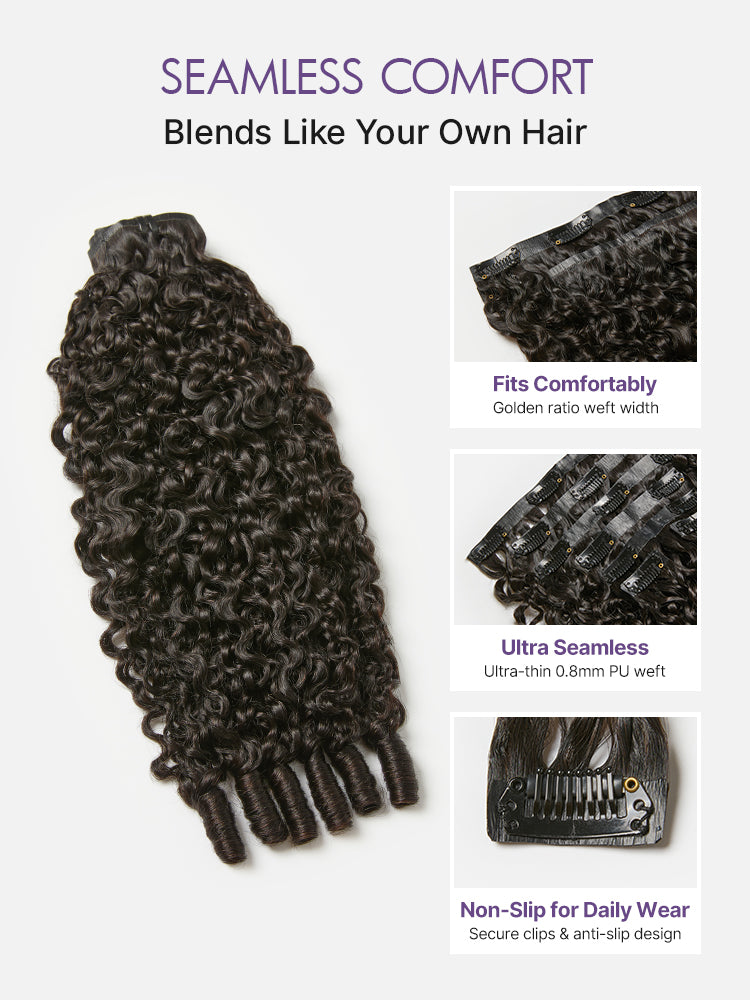Test--Burmese Curly Finger Coil Ends Seamless Clip in Extensions Real Human Hair Pieces 135g 9pcs / 7pcs with Free Gift-06
