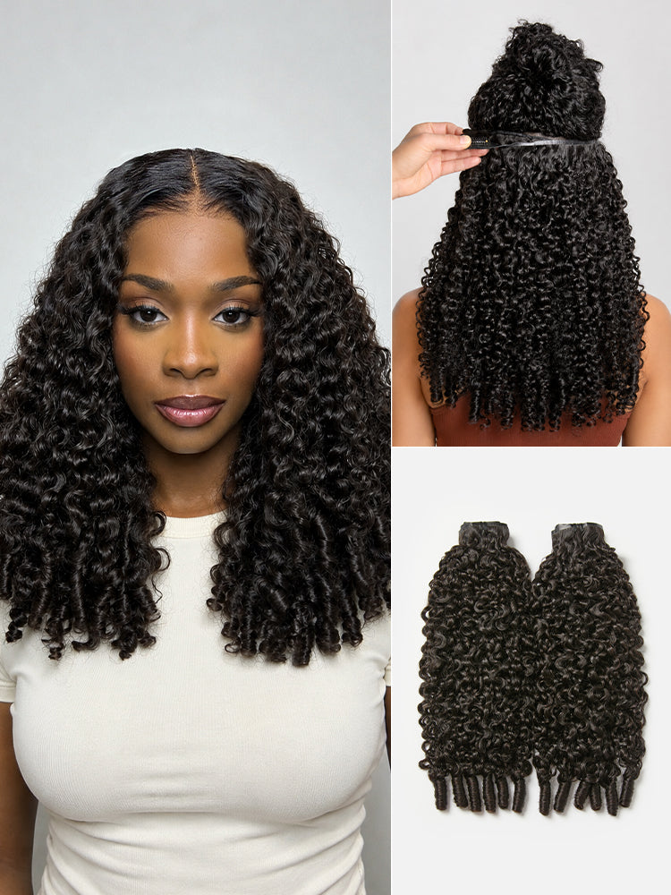 Luvme Burmese Curly Finger Coil Ends Seamless Clip-In Hair Extensions