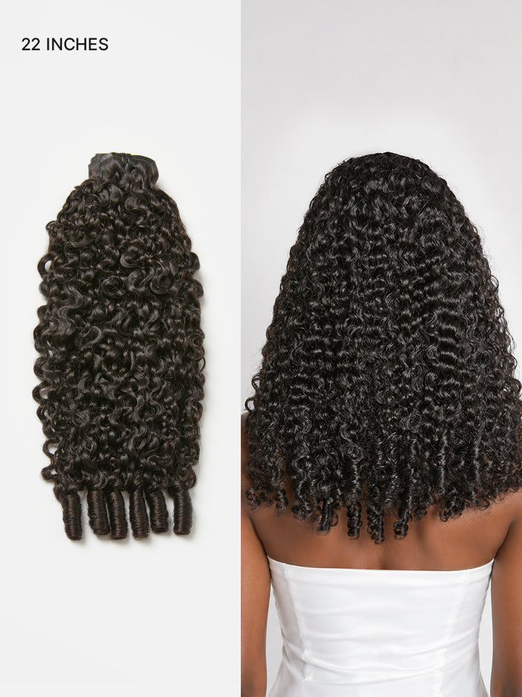 Test--Burmese Curly Finger Coil Ends Seamless Clip in Extensions Real Human Hair Pieces 135g 9pcs / 7pcs with Free Gift-04