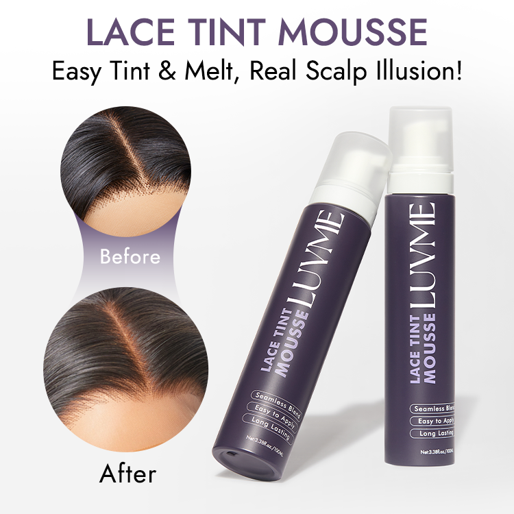 Light brown lace tint mousse and wig perfume by Luvme Hair, ideal for wig melting and everyday hair maintenance.
