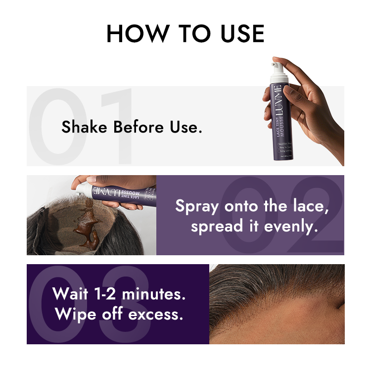 Light brown lace tint mousse and wig perfume from Luvme Hair, ideal for wig melt and everyday styling, shown in the image.