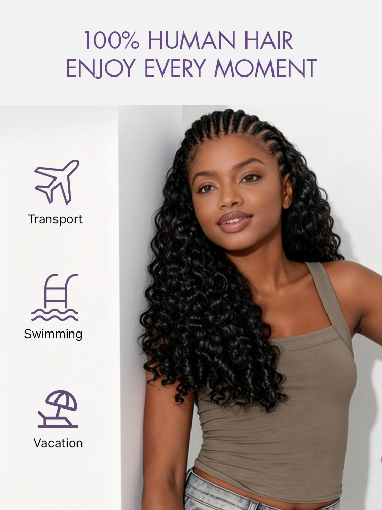 Luvme Hair Readitress Pre-Separated Feather Crochet Human Hair for Boho Braids with Burmese Curly Finger Coil Ends, protective style