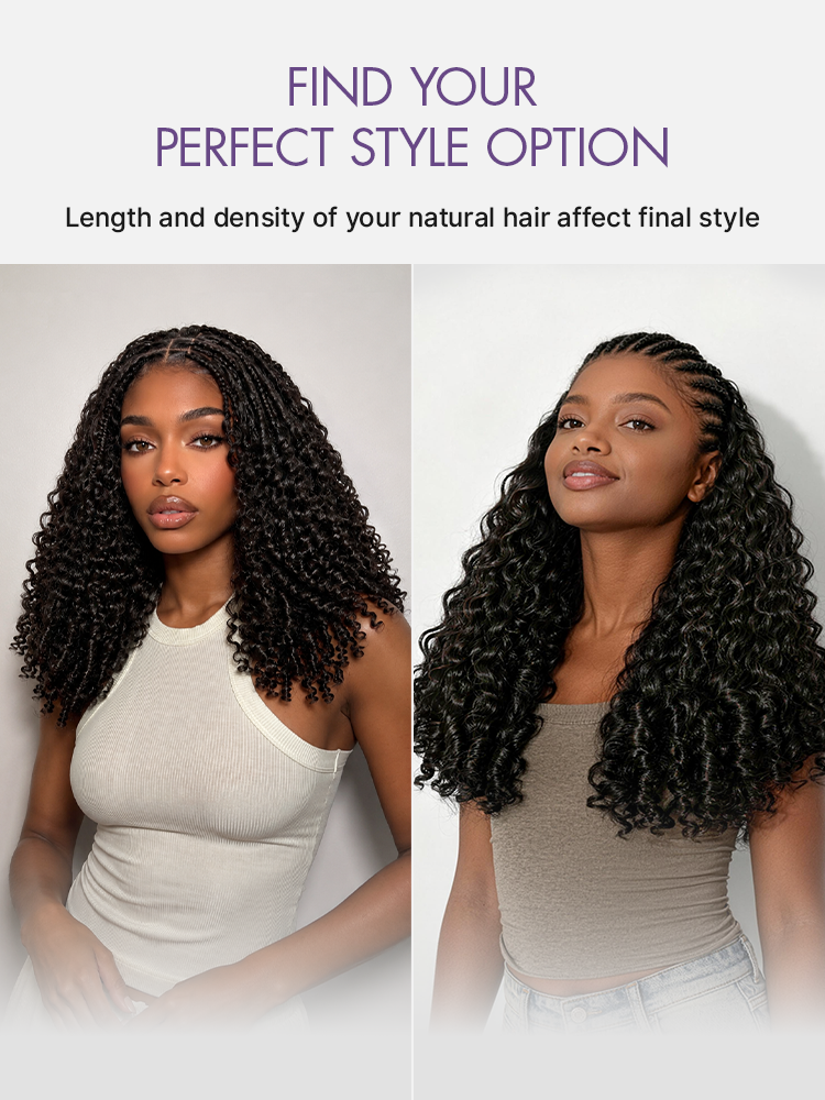 Luvme Hair Readitress pre-separated feather crochet human hair with Burmese curly finger coil ends for boho braids.