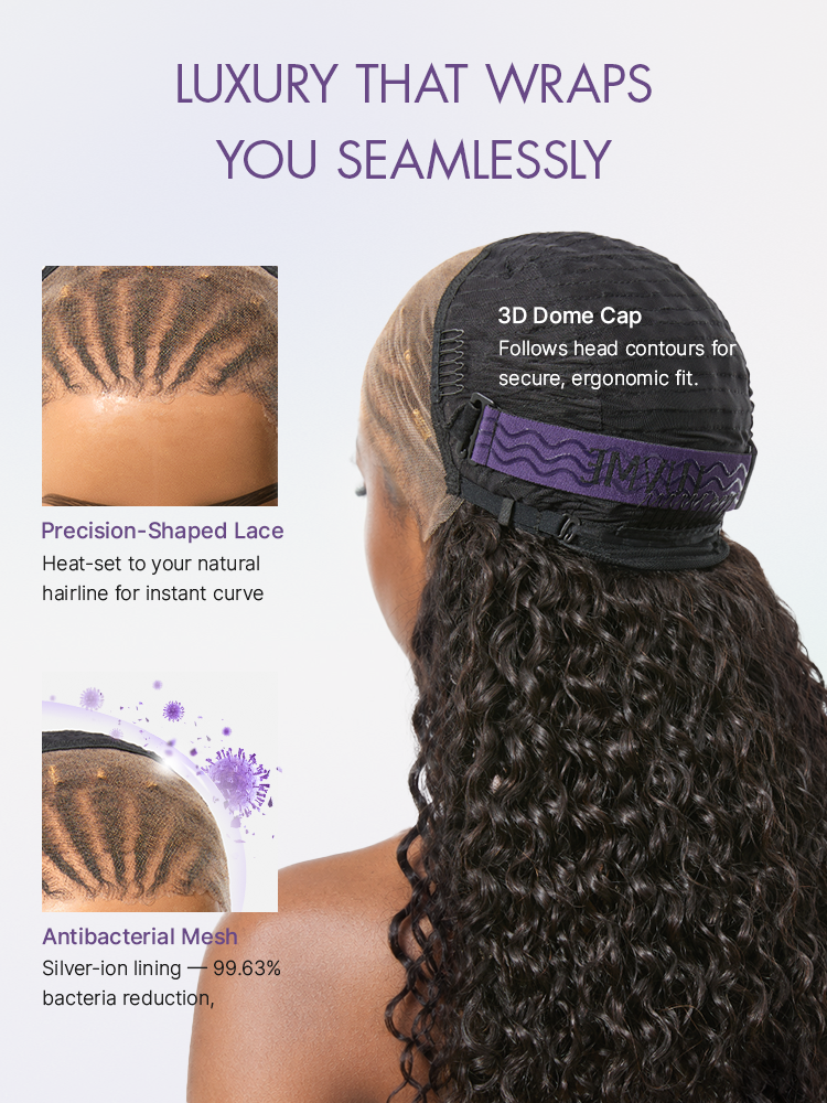 Natural Black Boho Cornrow Braids 13x4 Frontal Lace Deep Curly  Long Wig Pre-cut Lace-14