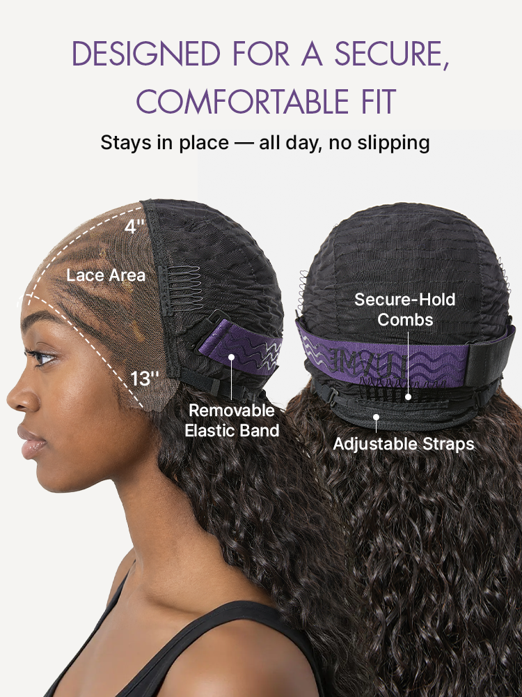 Natural black boho cornrow braids wig with 13x4 lace frontal, deep curly long style by Luvme Hair, pre-cut lace for easy wear.