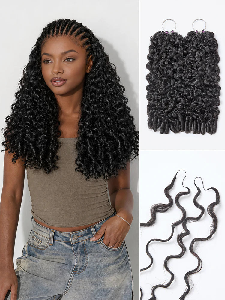 Readitress™ Pre-Separated Reusable Feather Crochet Human Hair Extensions Deep Wave / Kinky Straight / Burmese Curly Protective Style with Free Gifts - US Only-54