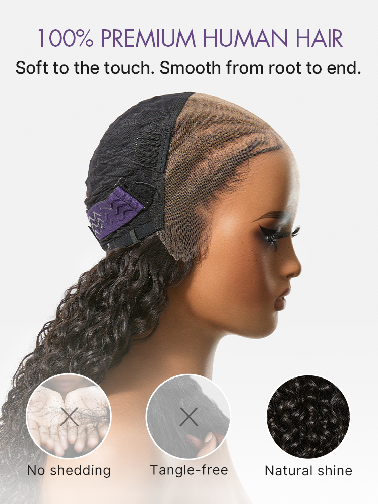 Luvme Hair Boho Fulani Braids Water Wave 13x4 frontal lace wig with pre-cut lace, human hair, natural water wave texture