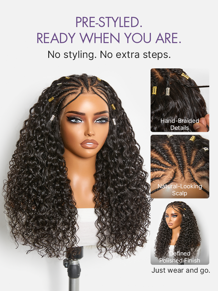 Special Add-On | Boho Fulani Braids Water Wave 13x4 Frontal Lace Wig Pre-cut Lace Human Hair-03
