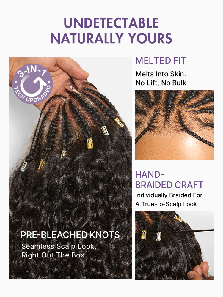 Special Add-On | Boho Fulani Braids Water Wave 13x4 Frontal Lace Wig Pre-cut Lace Human Hair-08