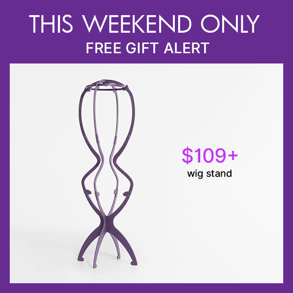 Luvme Hair portable collapsible wig stand, durable wig holder for all wig types, compact and easy to carry.