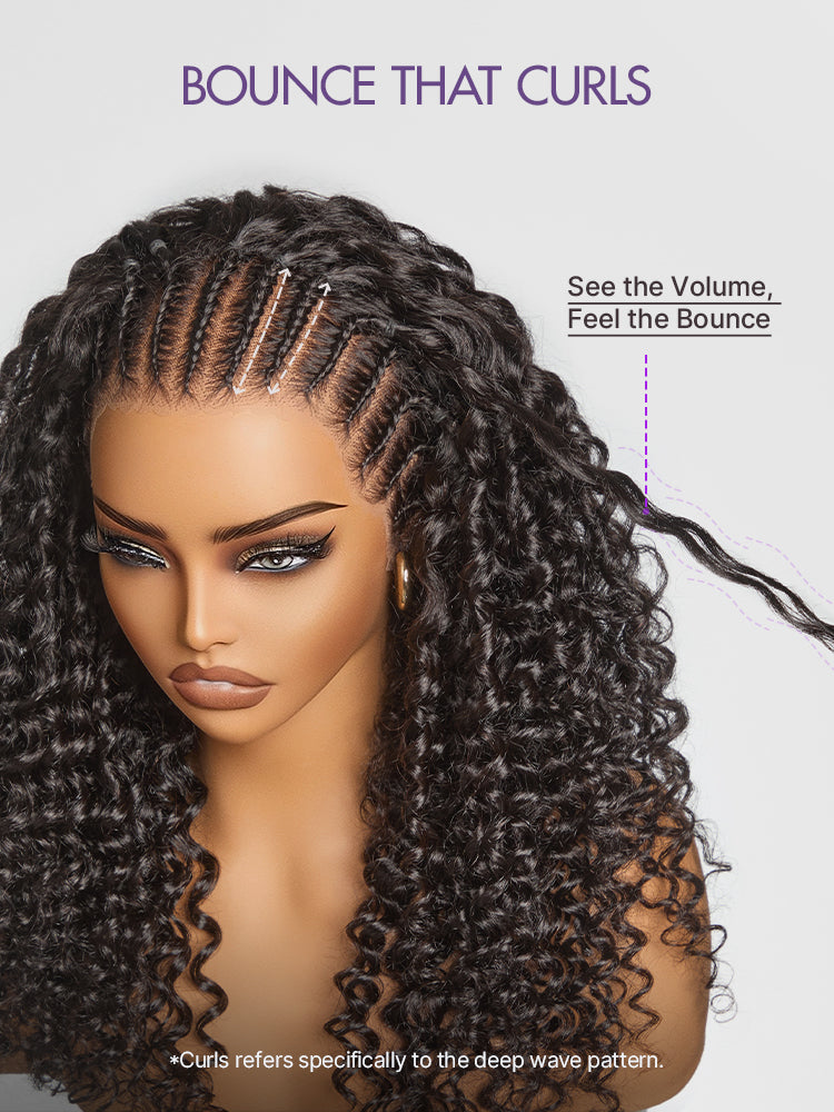 Luvme Hair Readitress Knotless Fulani Braids deep wave HD lace wig with 13x4 frontal, human hair, ear-to-ear, glueless style