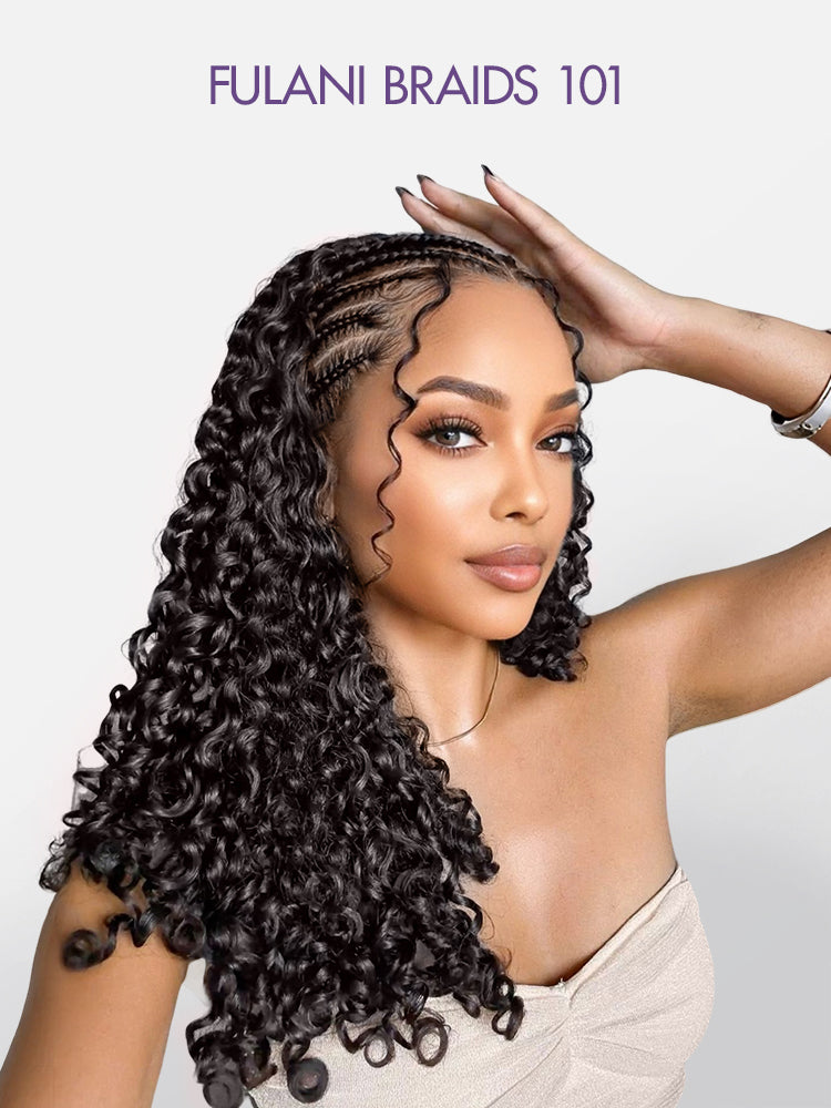 Luvme Hair Readitress Knotless Fulani Braids HD lace wig with deep wave human hair, ear-to-ear 13x4 frontal, glueless style.