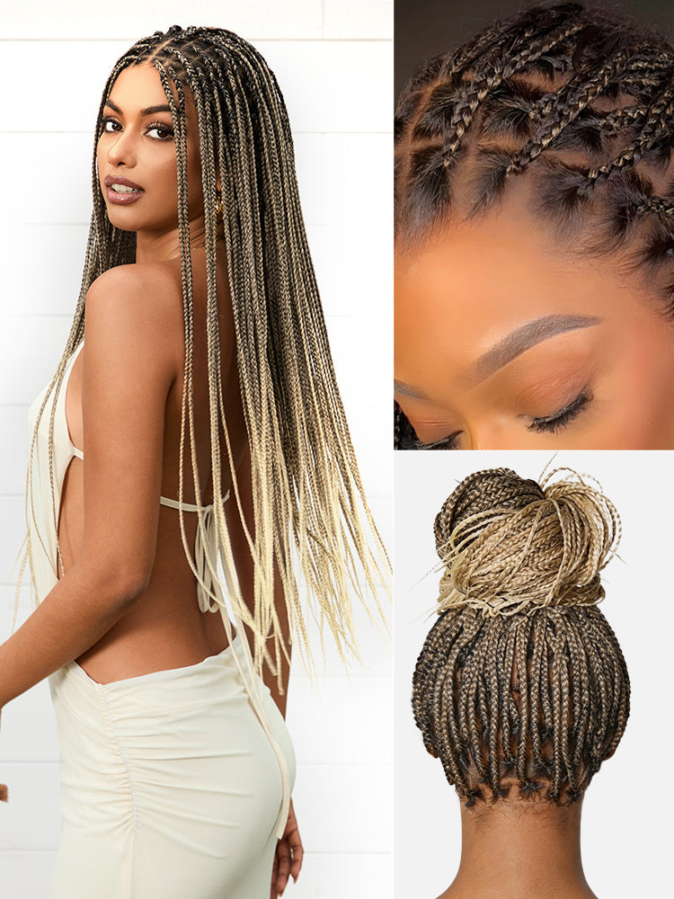 Luvme Hair OwnScalp™ 613 Blonde box braids wig with a real scalp look, lace knotless style, lightweight, full HD finish, drawstring cap